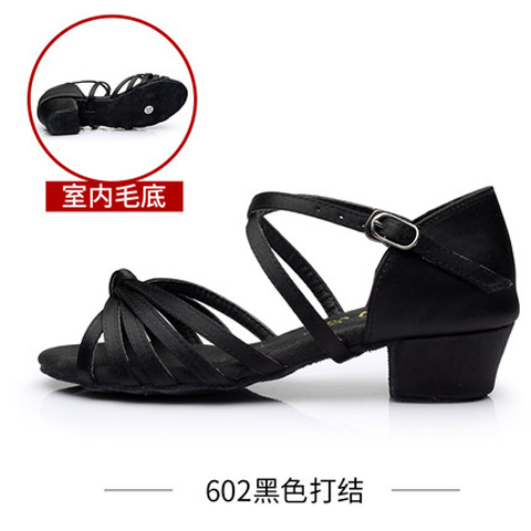 women kids latin dance shoes 602 black 3.5 cm heel