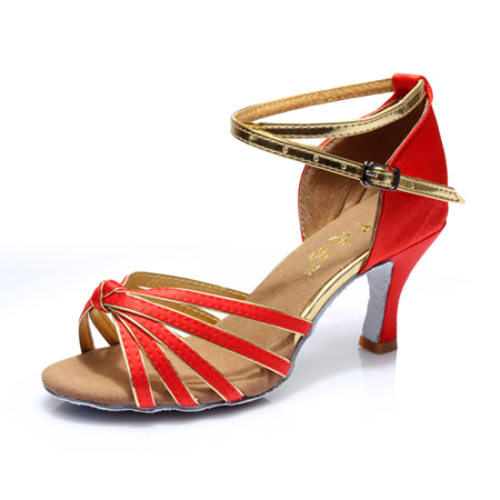 dance shoes 801 red and golden 7 cm heel